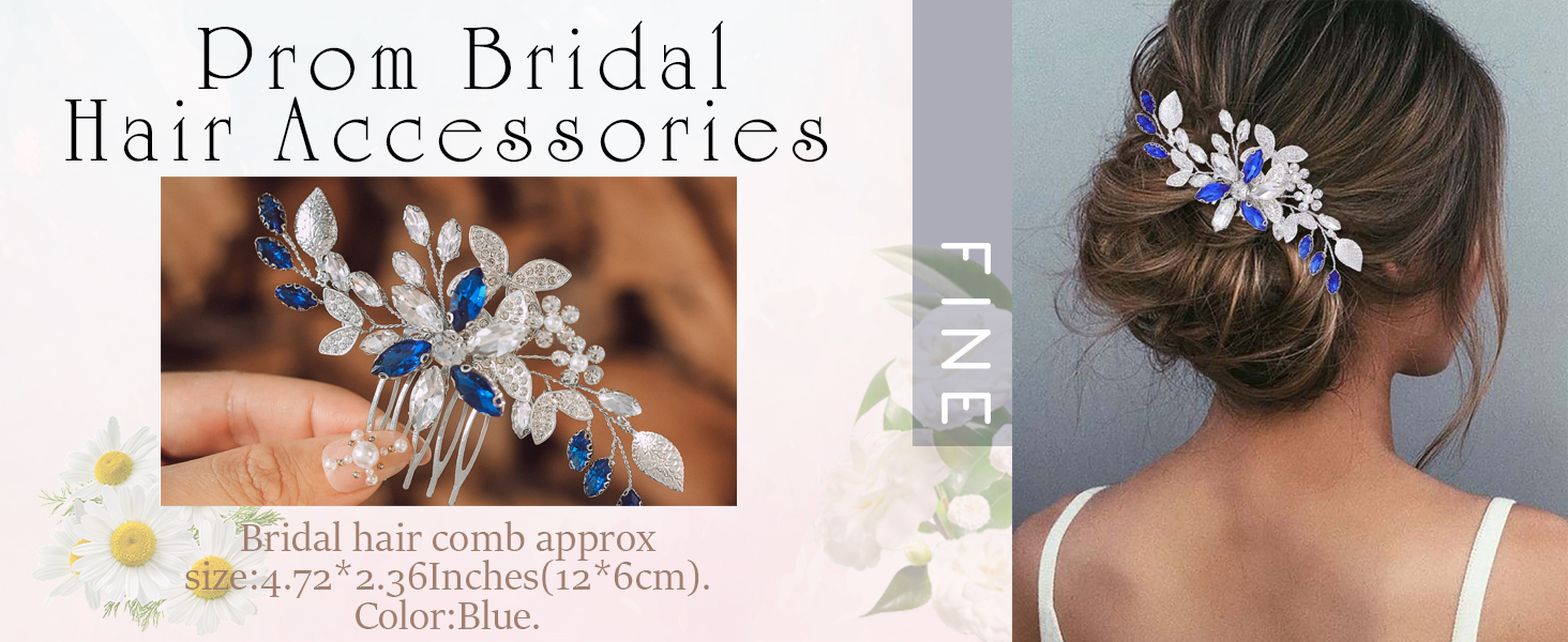 Blue Rhinestone Bridal Hair Accessories