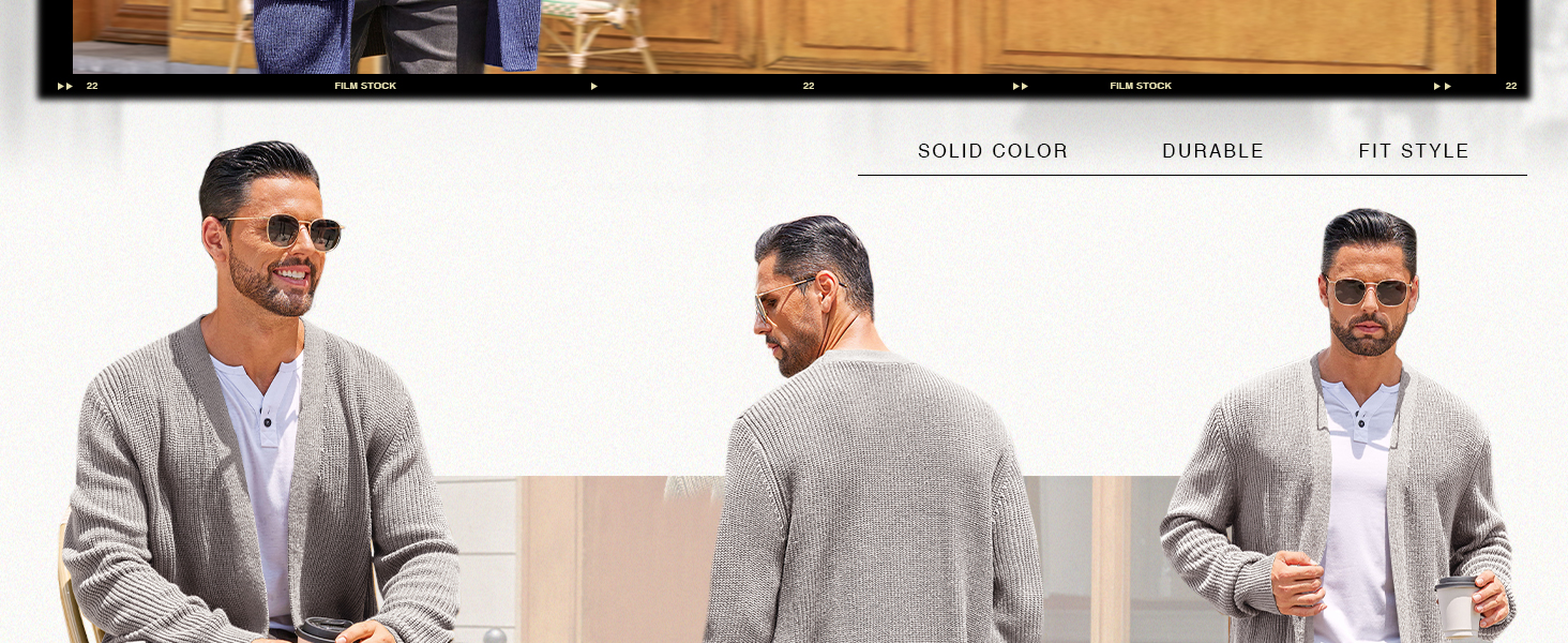 Mens Cardigan Sweater Casual V Neck Open Front Ribbed Long Winter Sweaters