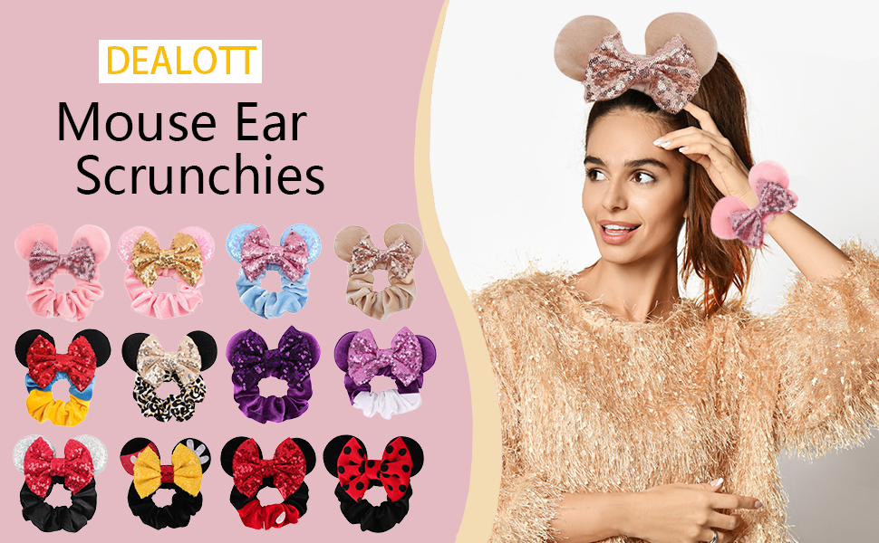 6 Pack Mouse Ears Scrunchies