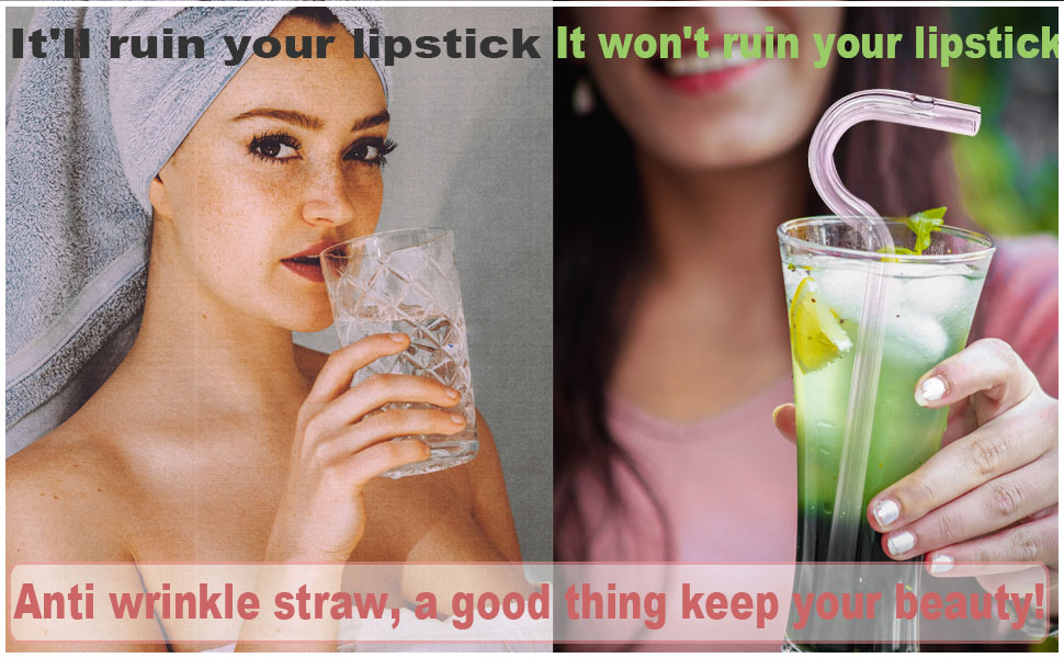 Anti Wrinkle Straw, Reusable Glass Drinking Straw, Prevent
