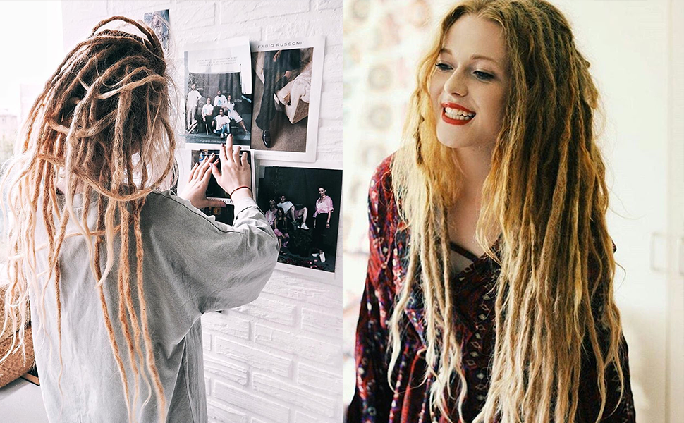 24 inch SE Ombre Green Synthetic Dreadlock Extensions Thin 0.6cm Soft Fake Dreads 30pcs Single