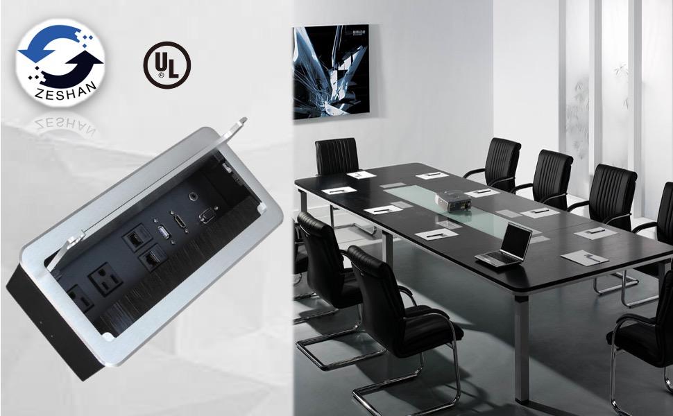 ZESHAN Aluminum Conference Table Power hub Conference Table
