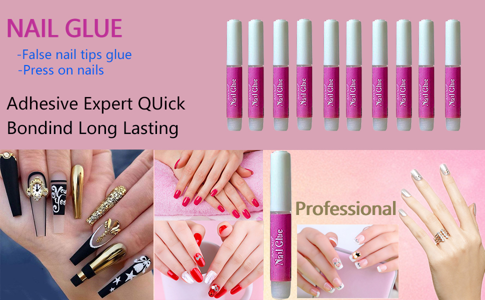 15PCS Nail Glue for Acrylic Nails, Nail Tips Glue Professional Nail