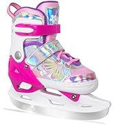 Nattork Girls Ice Skates for Kids 4 Size Adjustable Butterfly Ice Skate with Fleece Lining for Ou...
