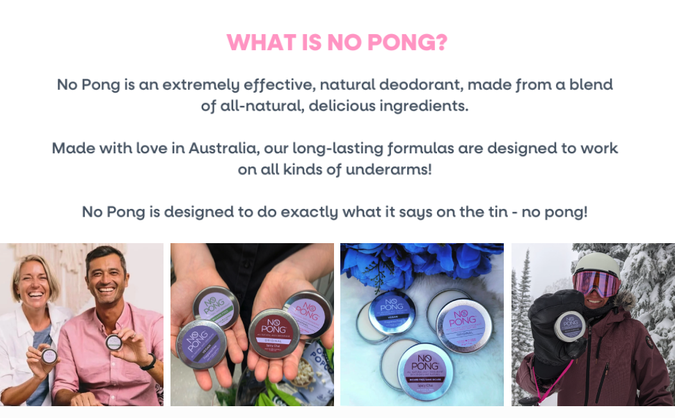 No Pong All Natural Deodorant Spicy Chai Bicarb Free. No Aluminium, No Palm Oil Formulation