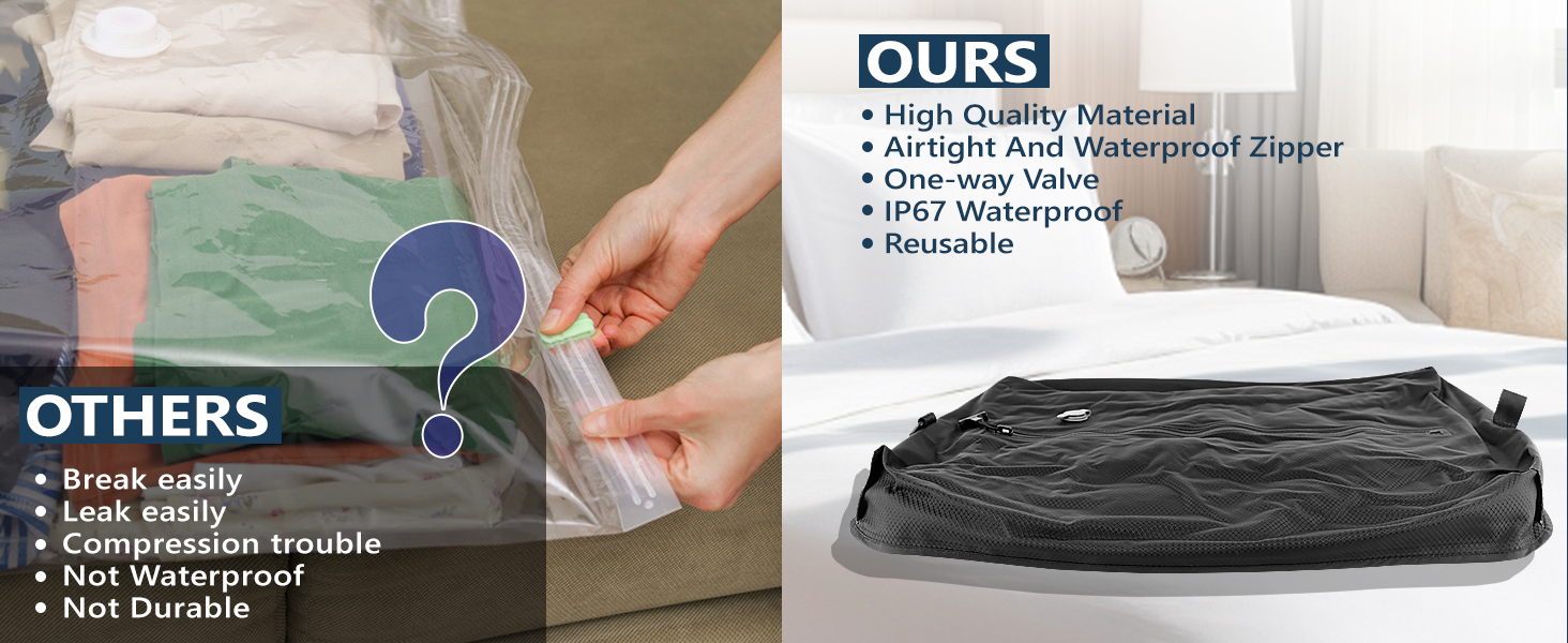 12 pack travel vacuum storage bags with portable electric pump vacuum seal space saver bags for
