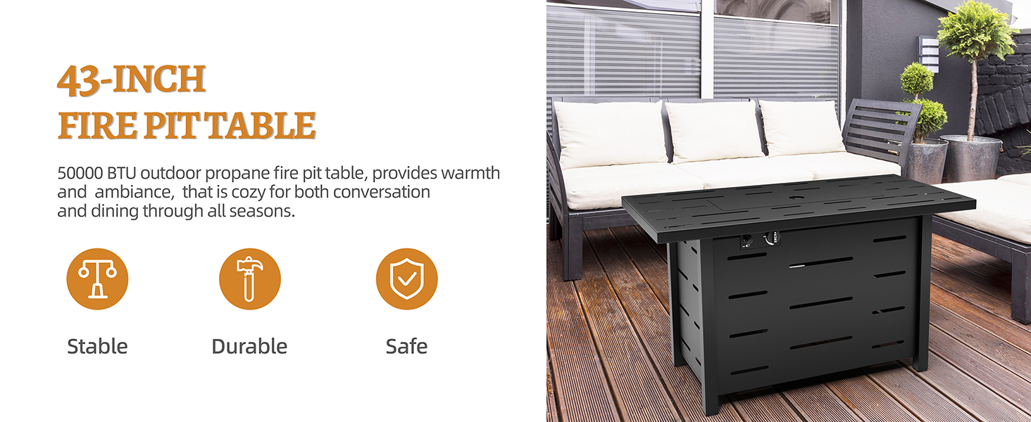 43-inch firepit table
