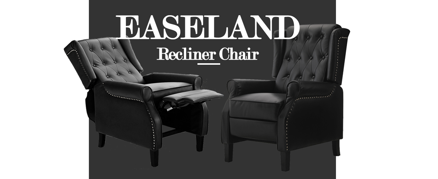 EASELAND Leather Accent Chair Set of 2, Wingback Manual