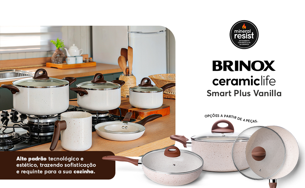 Jogo de Panelas Vanilla Ceramic Life Brinox