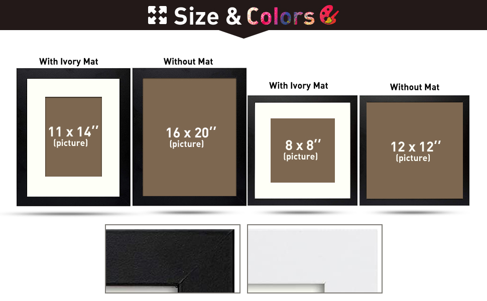 Frametory, 16x20 Picture Frame with Mat for 11x14 Picture High Definition Glass