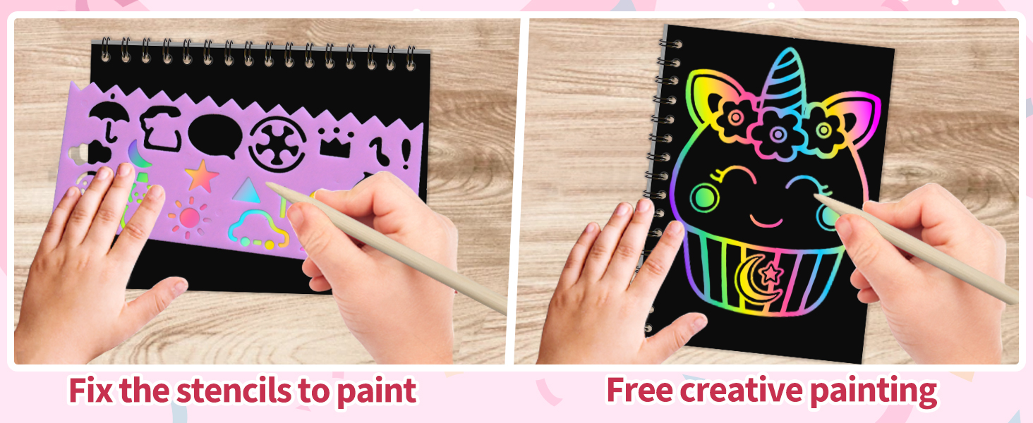 Scratch Art Party Favors for Kids 16 Pack Rainbow Scratch Notebook