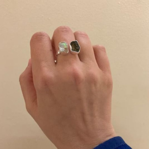 Moldavite & Ethiopian Opal Ring