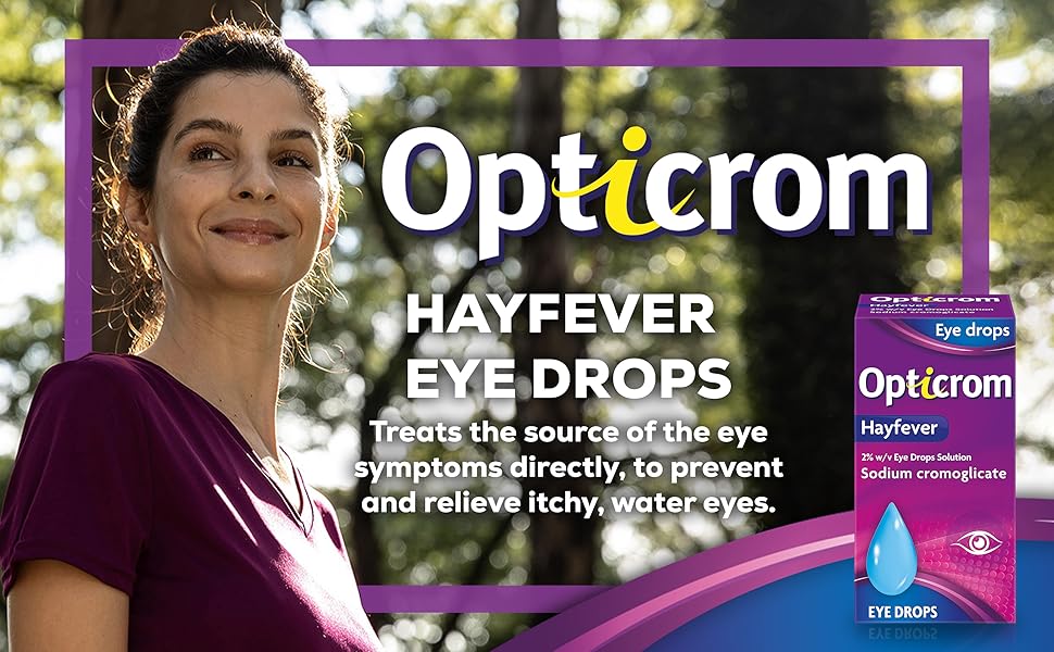 Opticrom Hayfever Allergy Eye Drops Sodium Cromoglicate 10 ml Fast
