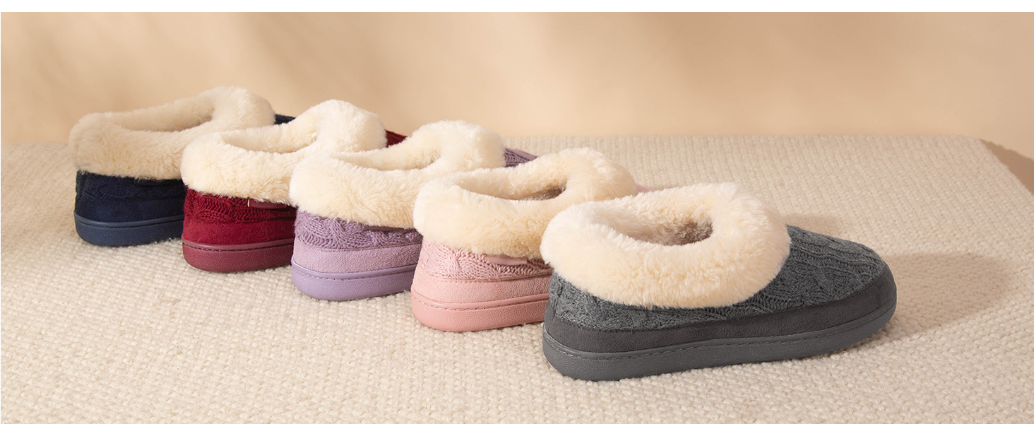 VeraCosy Ladies' Warm Knitted Faux Suede Memory Foam Moc Slippers 22 1