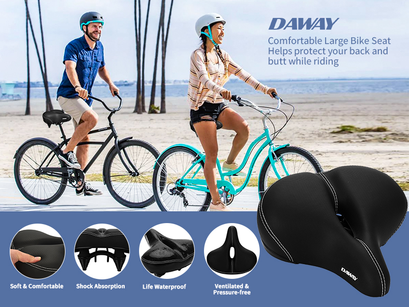 DAWAY Most Comfortable Bike Seat C30 Oversized Extra Wide Exercise