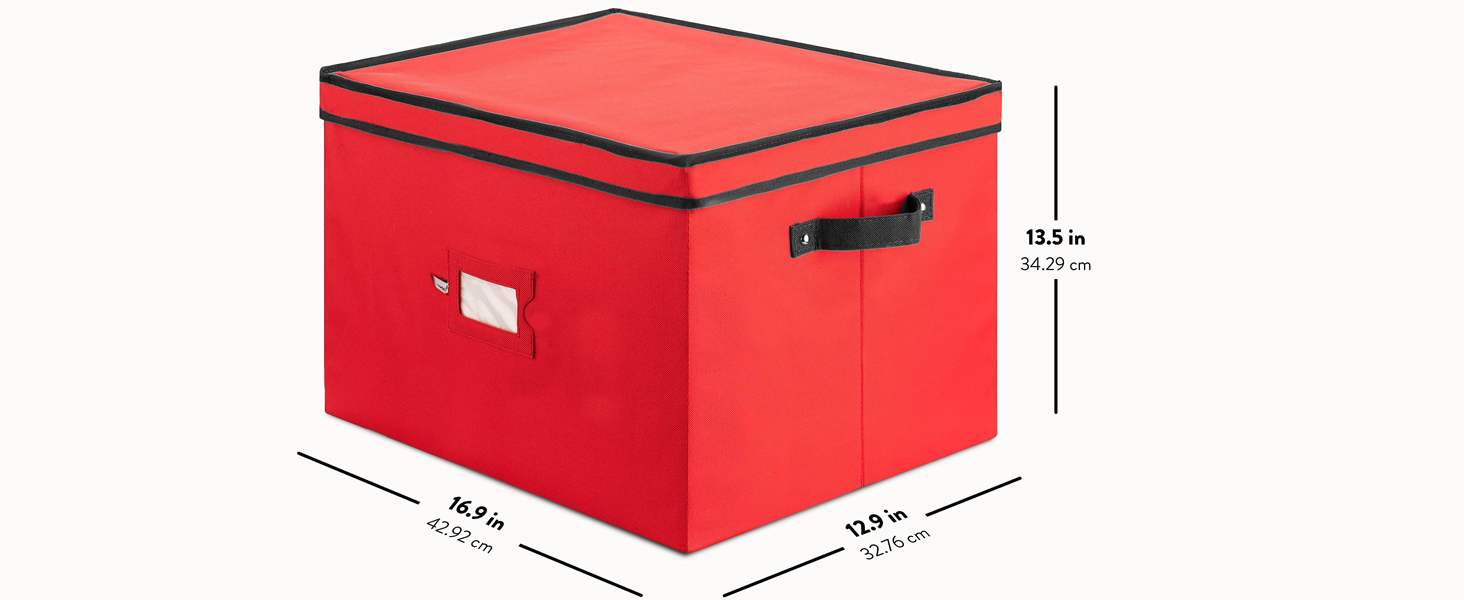 ZOBER Premium Christmas Ornament Storage Box for Large Ornaments with Trays
