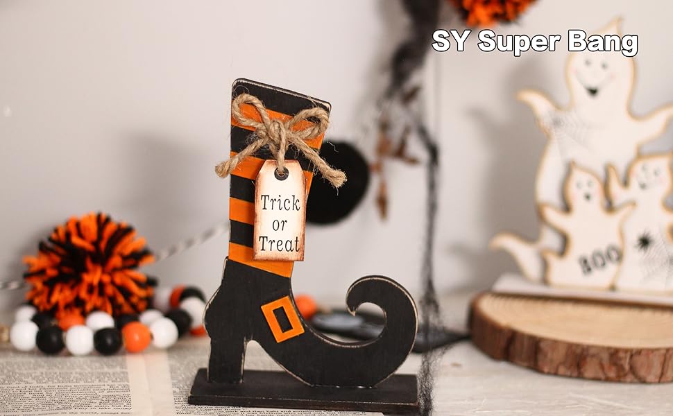 Halloween Tabletop Decor Including Witch Ghost Shoes Decor for Home Indoor Holiday Party Supplies