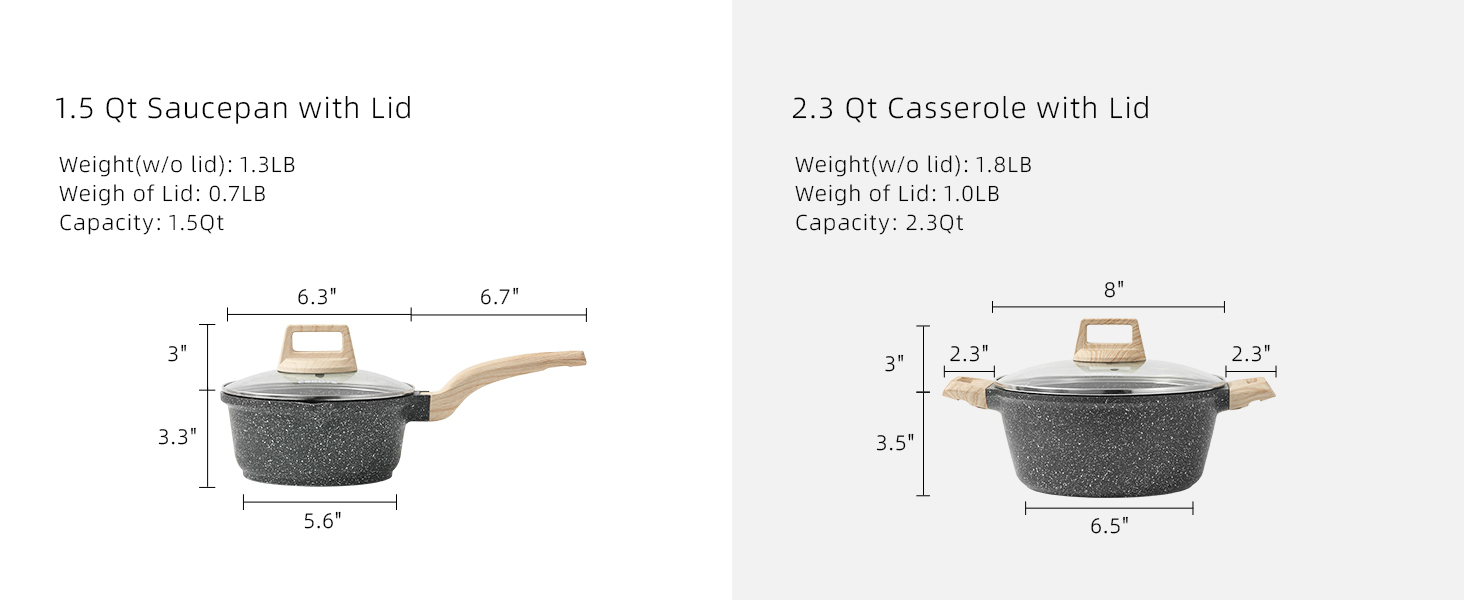 CAROTE Nonstick Granite Cookware Sets, 10 Pcs Pots and Pans Set, Non