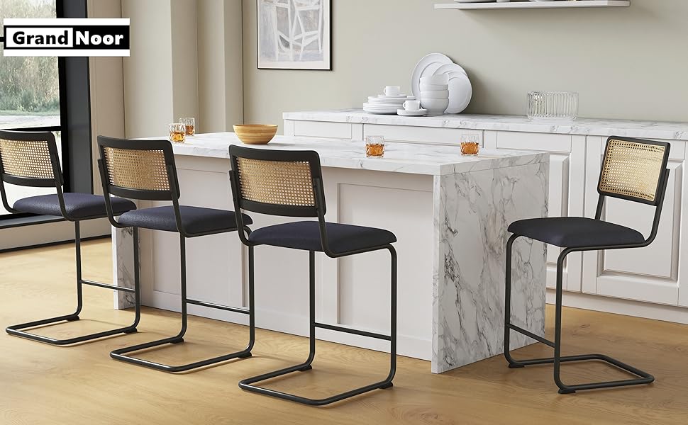 Modern Counter Height Bar Stools Set of 2 with Natural