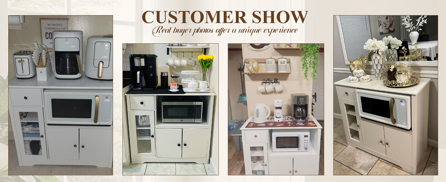 white microwave cabinet 