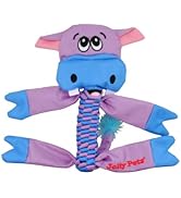 Jolly Pets Animal Flathead Tug/Squeak Dog Toy, Hippo; Small
