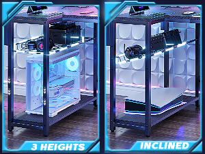 LED gaming desk with adjustable iron shelf to accommodate the different space layouts