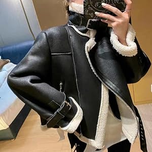 未使用　¥253000 ムートン　ライダース Amazon | [二力] ライダースジャケット レディース 厚手 バイク