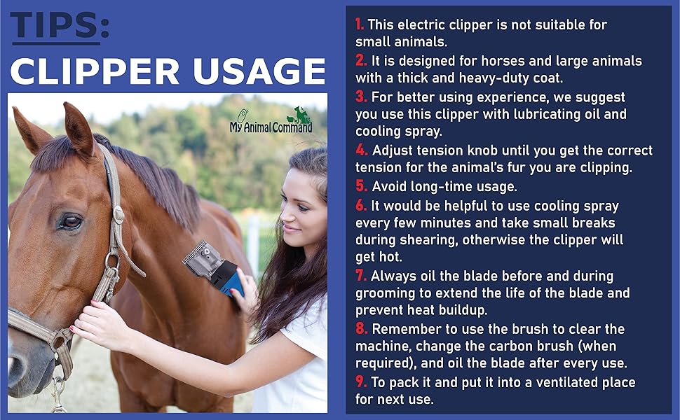 My Animal Command 110V 400W Horse Clippers Professional Heavy Duty Kit Professional