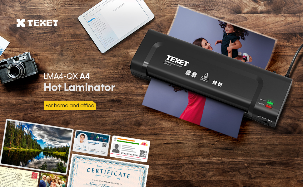 Texet LMA4QX portable laminator 2 MIN Quick Warm Up Jam release