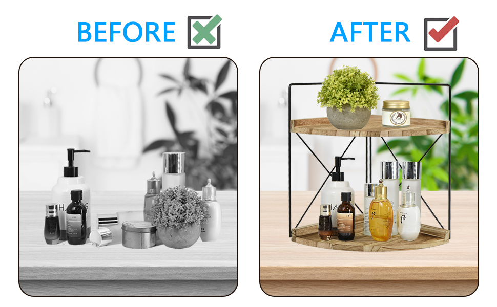 Corner Bathroom Organizer Countertop, 2 Tier Bathroom Trays