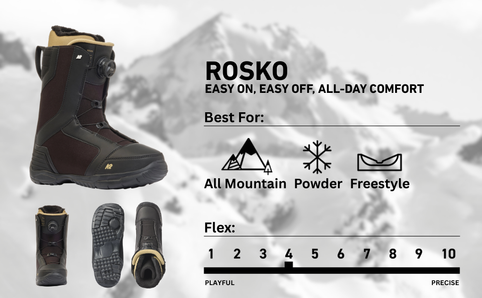 Amazon.com : K2 Rosko Men's Snowboard Boots, Black, 10 : Sports