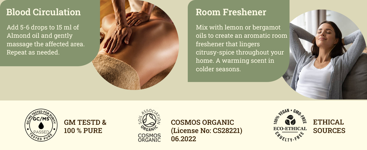 Cardamom Essential Oil Cosmos Certified Organic Pure Therapeutic Aromatherapy Massage DIY Recipes 