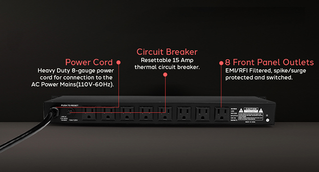 dc pdu electric supply emi mounted filter 20a server plug joules tv cord ul long theater foot 