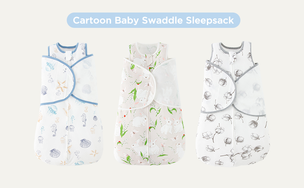 Duomiaomiao Baby Sleeping Bag Swaddle, Premium Cotton 3Way Adjustable