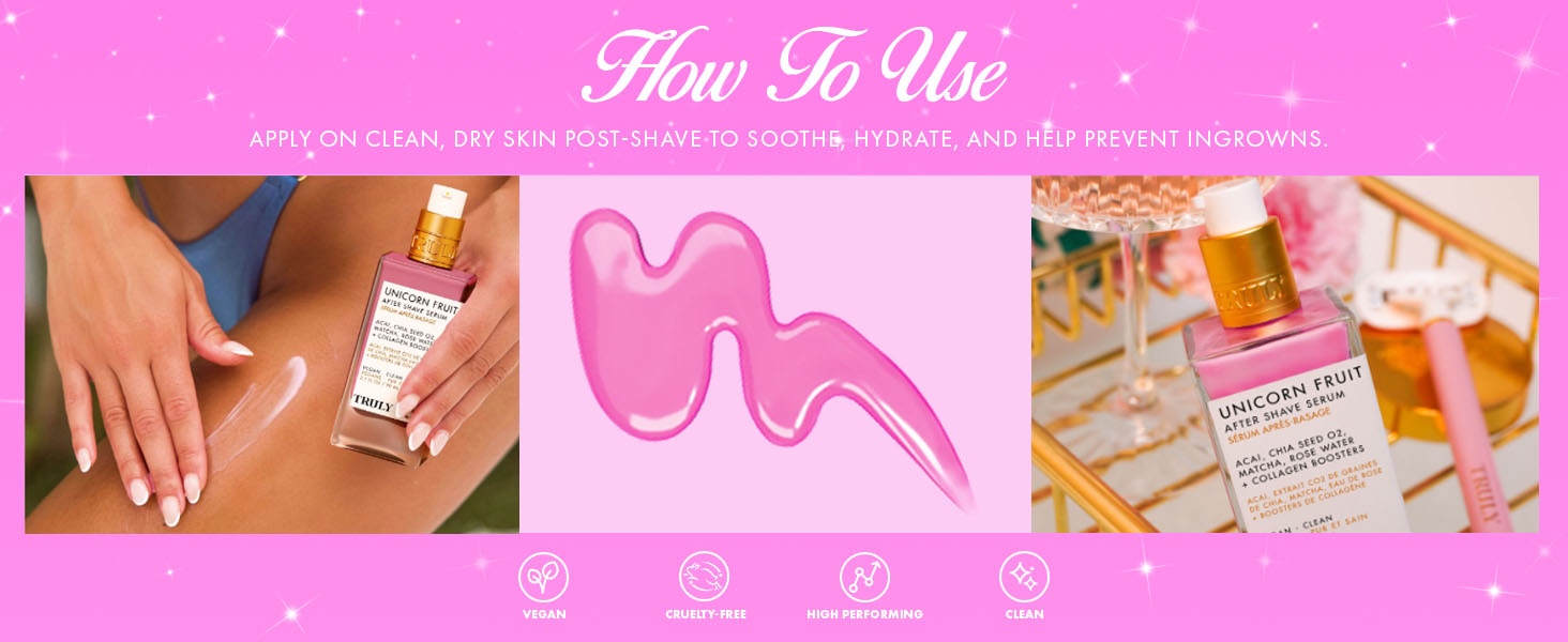 unicorn fruit after shave serum clean ingredients smooth shaving no ingrowns paraben free no sulfate