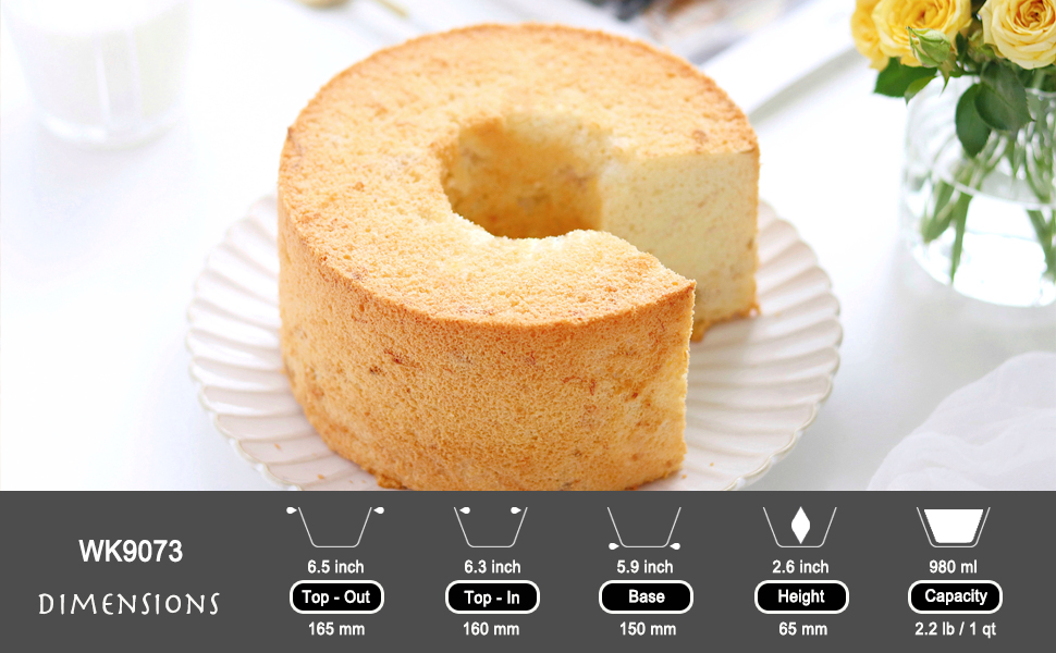 CHEFMADE Angel Food Cake Pan, 6Inch with Removable Loose