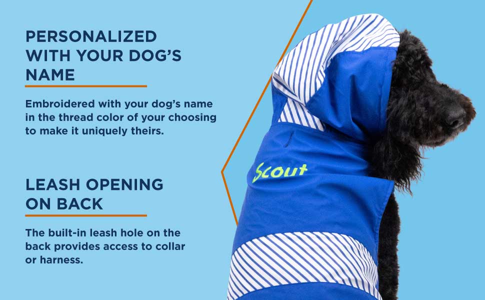 GoTags Personalized Dog Raincoat with Hood, Cold Weather