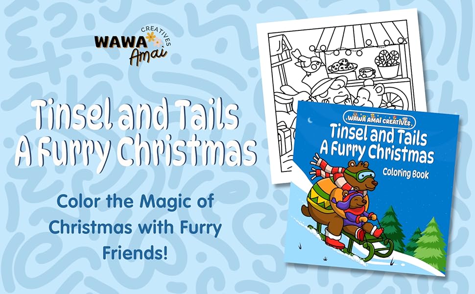 Color the magic of Christmas with furry friends.