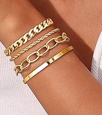 dainty gold bracelet stack
