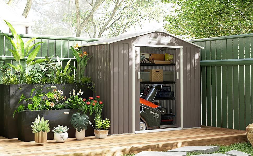 Sanon　0724 Outsunny 4' x 8' Lean to Garden Storage Shed Outdoor Metal