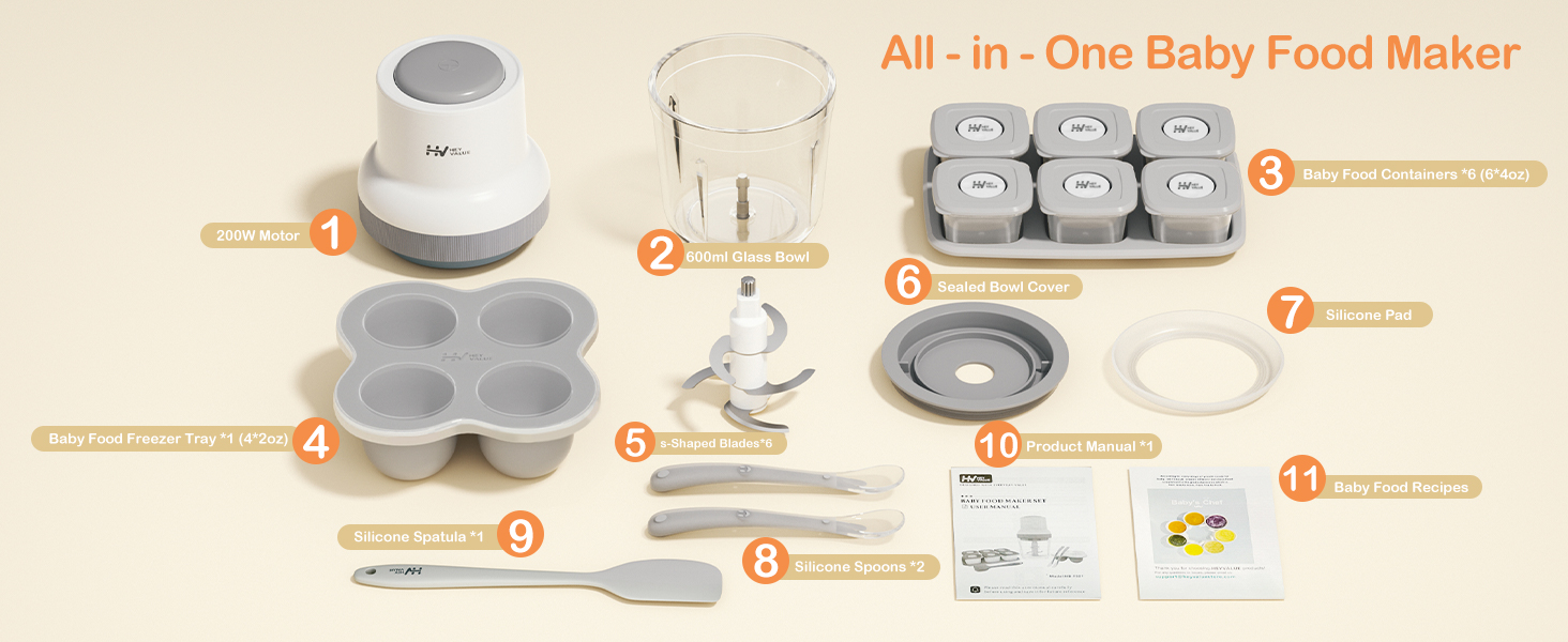 Baby Food Maker, HEYVALUE 13in1 Baby Food Processor Set