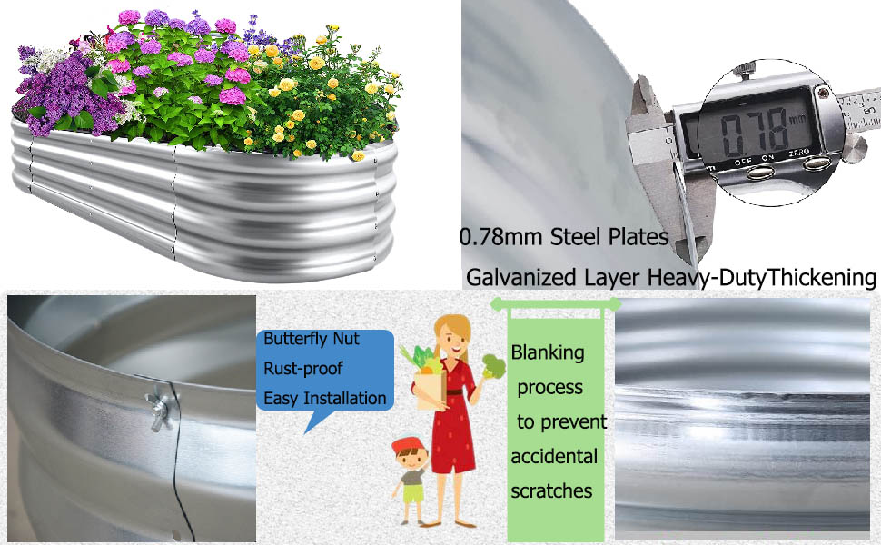 Yoblink Raised Garden Bed,Galvanized Raised Garden Bed,Planter Box,Garden Beds Outdoor for