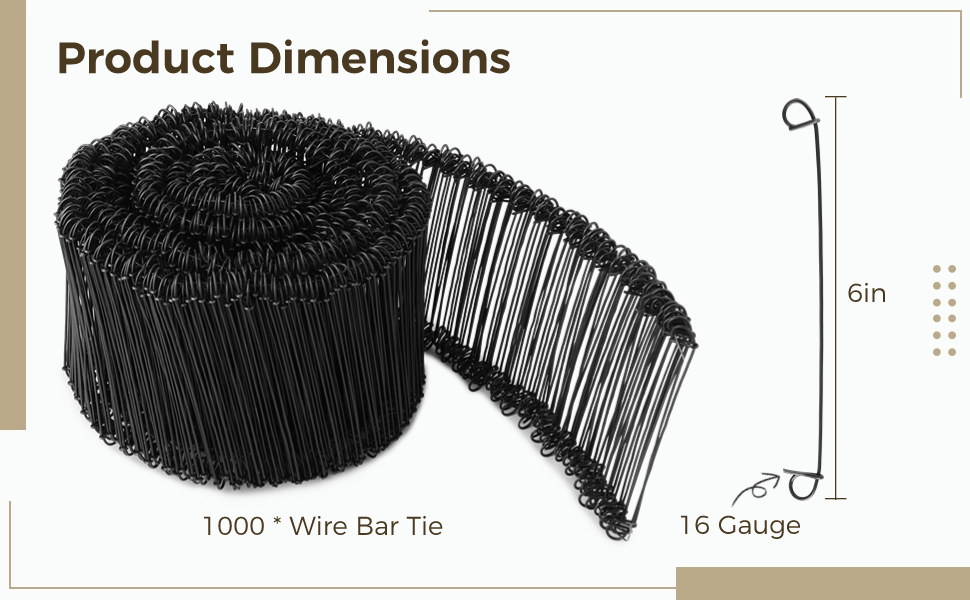 1000 PCS Double Loop Rebar Ties, 6inch 16 Gauge Galvanized Iron Wire Bar Ties, Automatic