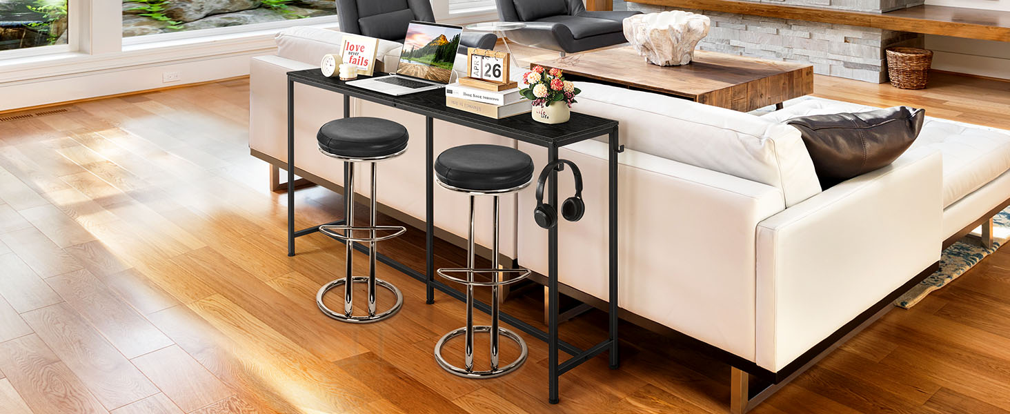 Black Console Table with Outlet Narrow Long Entryway Table Skinny Couch