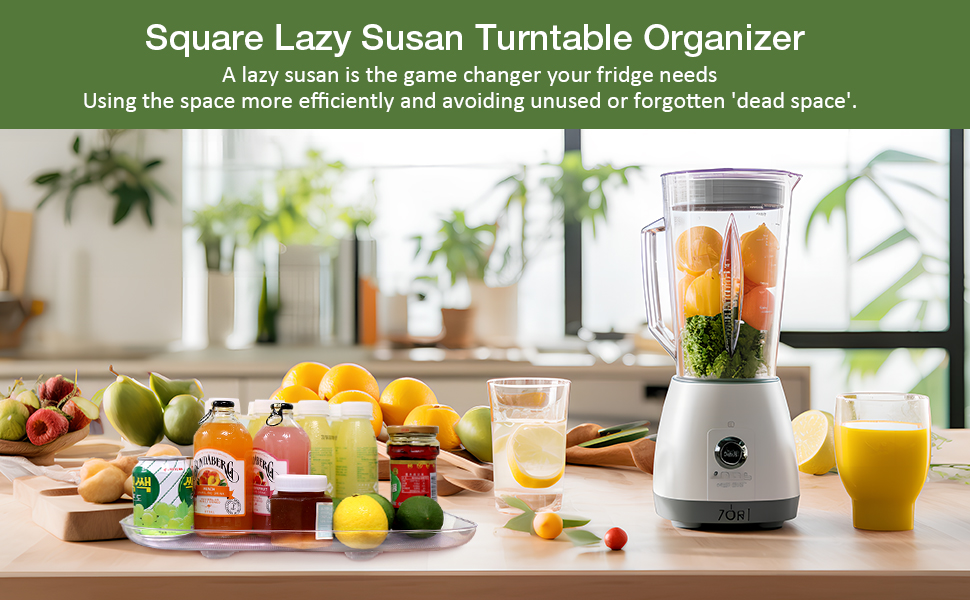 2 Pack Lazy Susan Turntable Organizer for Refrigerator, 360° Rotate 15.