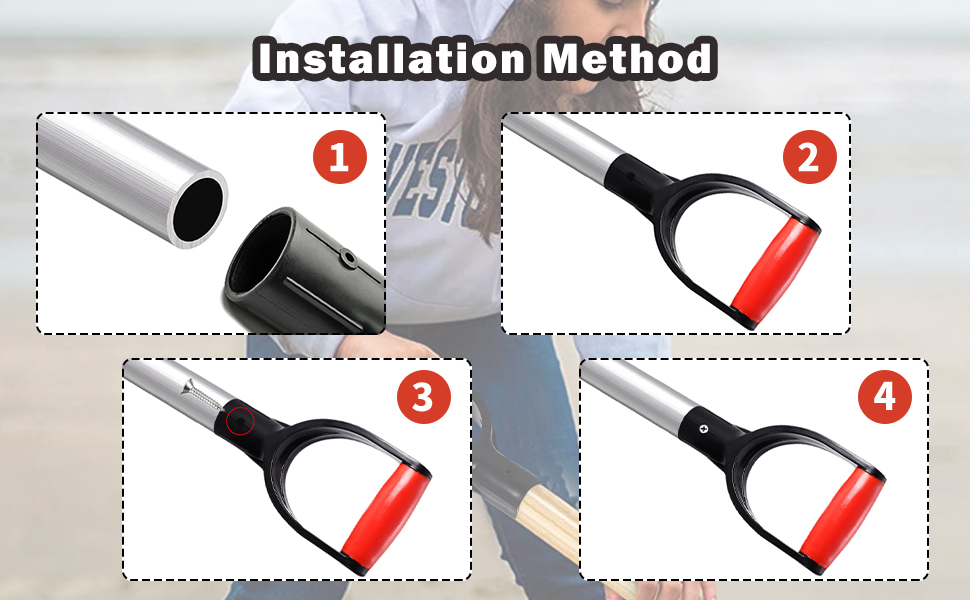 MroMax 2Pcs Shovel D Grip Handle, 11/4" Inner Diameter 32mm PVC Spade Snow Shovel Replacement