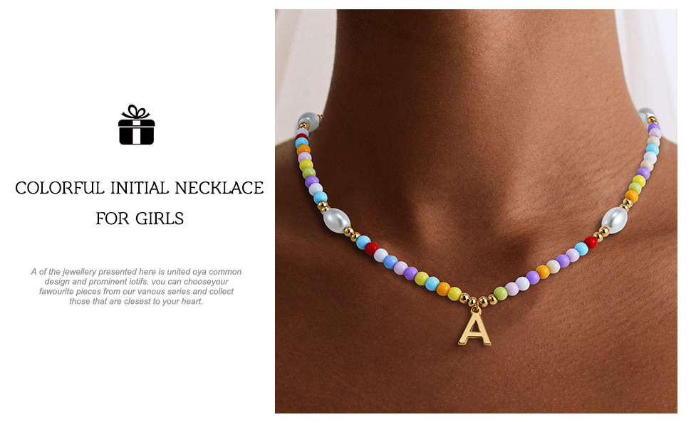 Colorful Beaded Initial Necklace