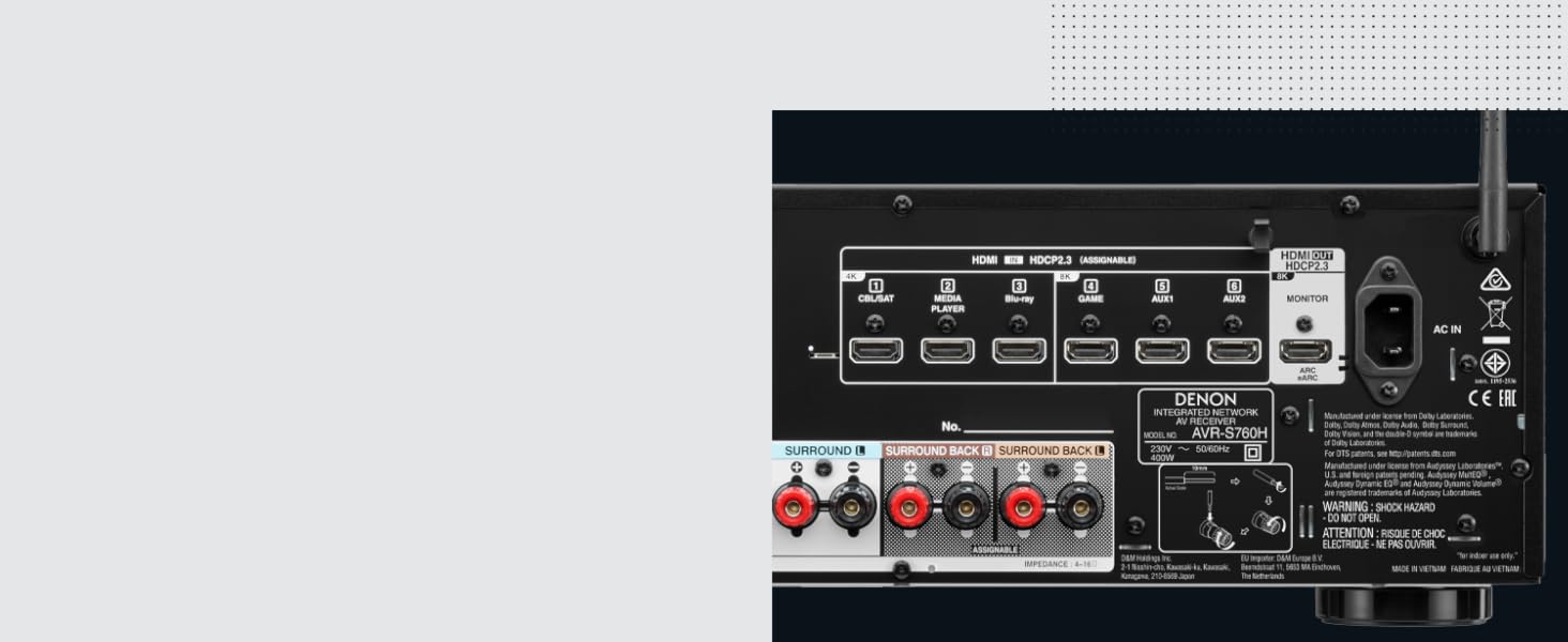 Denon AVRS760H 7.2 Channel AV Receiver with Dolby Atmos, DTSX, 6 HDMI