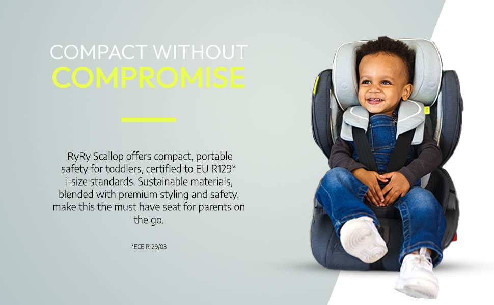 Compact child car seat for travelling and holidays. Safe to EU wide standards with ISOFIX fitting