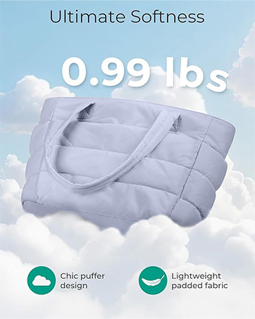 Tote Bag for Woman | Lightweight Puffy Shoulder Handbag with Multi Compartment | Travel, Office, Gym & Daily Use | Durable Taslan Fabric 30 tote bag with zipper